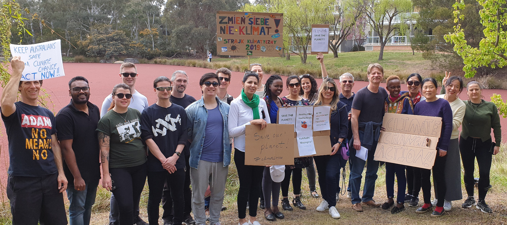 Image of the Diversity Arrays Technology team engaging in sustainability activism in Canberra